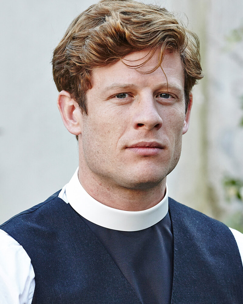 Actor James Norton as vicar Sidney Chambers in the TV mystery series, Grantchester.