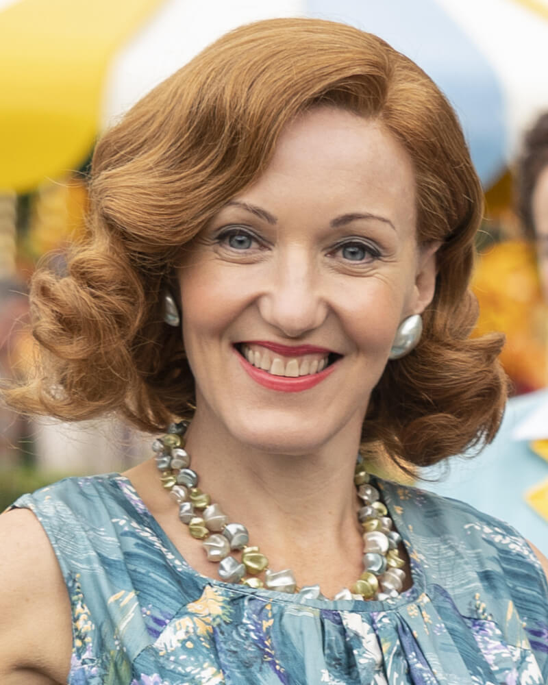 Actress Kacey Ainsworth as Cathy Keating in the TV mystery series, Grantchester.