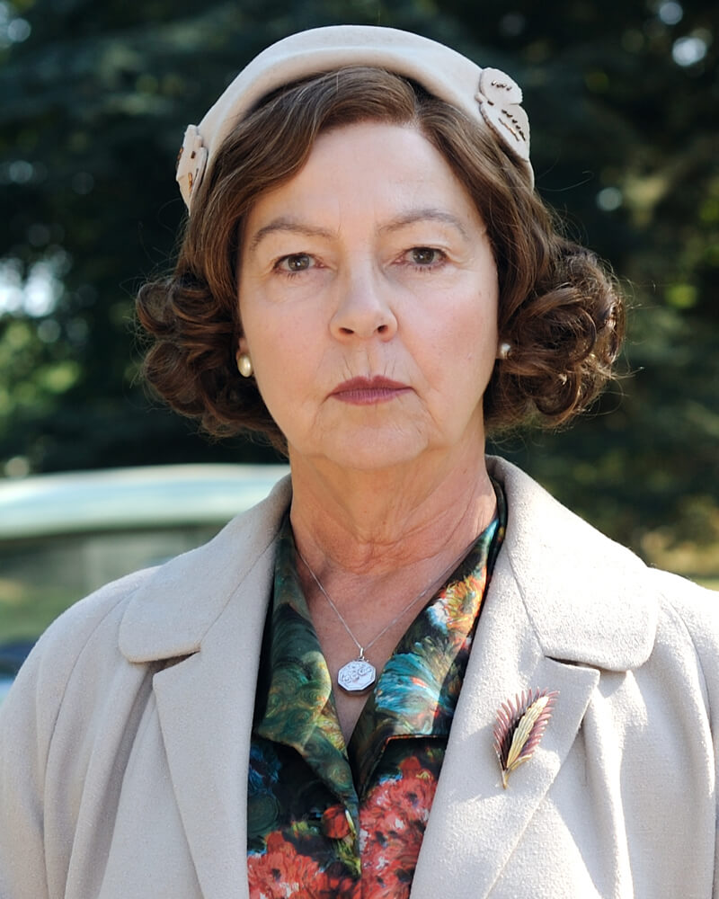 Actress Tessa Peake-Jones as Mrs. Maguire in the TV mystery series, Grantchester.