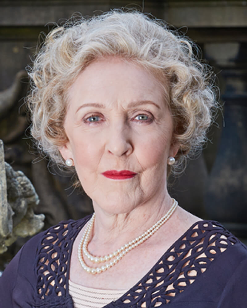 Actress Patricia Hodge as Mrs. Pumphrey in All Creatures Great and Small on PBS MASTERPIECE
