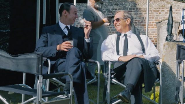 Al Weaver and Robson Green on the set of Grantchester